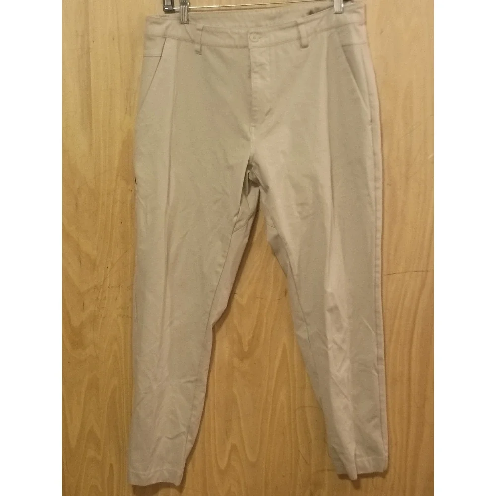 BYLT Premium Basics Everyday Pant Mens 36 Khaki Tan Tapered Jogger Cuffs Pockets